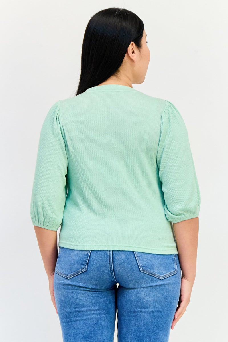 ONLY Women Crew Neck Short Sleeve Plain Top, Mint Green - Image 3