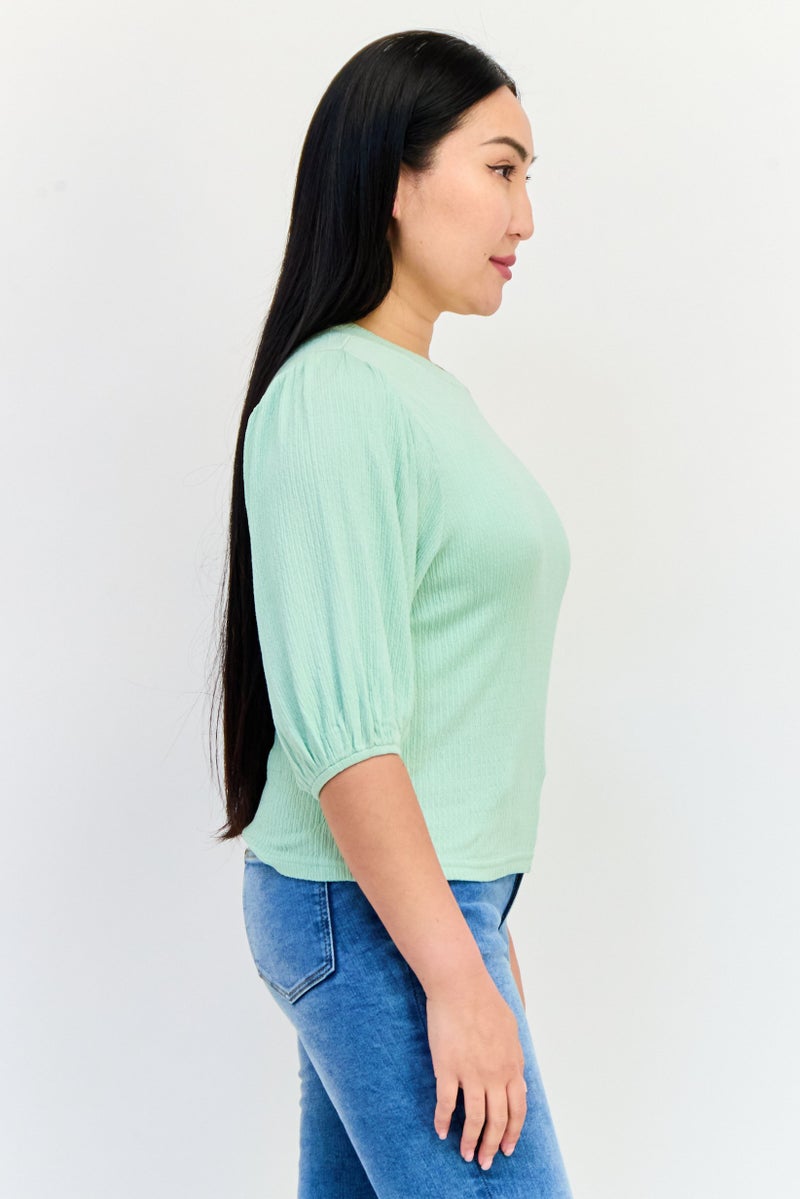 ONLY Women Crew Neck Short Sleeve Plain Top, Mint Green - Image 2