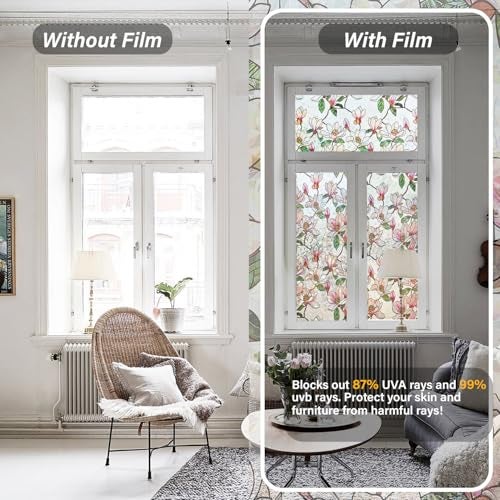 Ranzdn Window Privacy Film - Stained Glass Window Film Static Cling UV & Heat Blocking Rainbow Window Film for Glass Doors, Bedroom Windows - No Glue Premium Vinyl (Easy Install, 23.6"×78.7") - Image 2