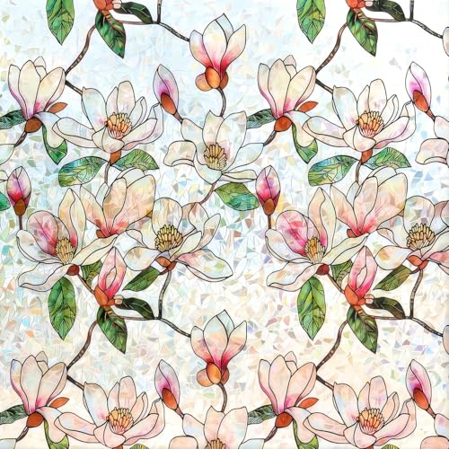 Ranzdn Window Privacy Film - Stained Glass Window Film Static Cling UV & Heat Blocking Rainbow Window Film for Glass Doors, Bedroom Windows - No Glue Premium Vinyl (Easy Install, 23.6"×78.7") - Image 1