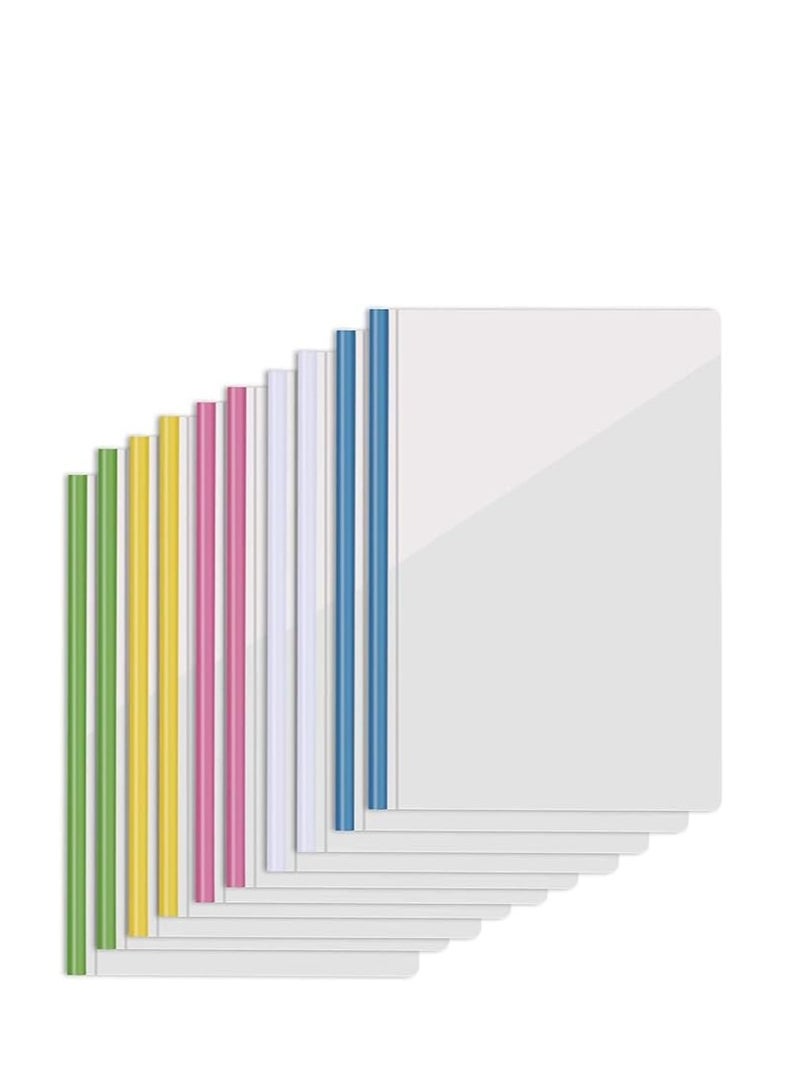 Libra File Folder, 10pcs Clear Sliding Bar Folder Report Covers for Office School A4 Paper Resume Presentations,10pcs 5 color - Image 1