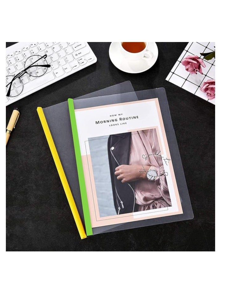 Libra File Folder, 10pcs Clear Sliding Bar Folder Report Covers for Office School A4 Paper Resume Presentations,10pcs 5 color - Image 3