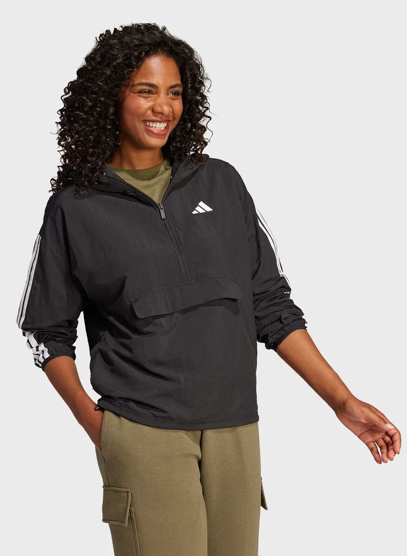 Adidas Essential 3 Stripe Lifestyle Woven Windbreaker Jacket