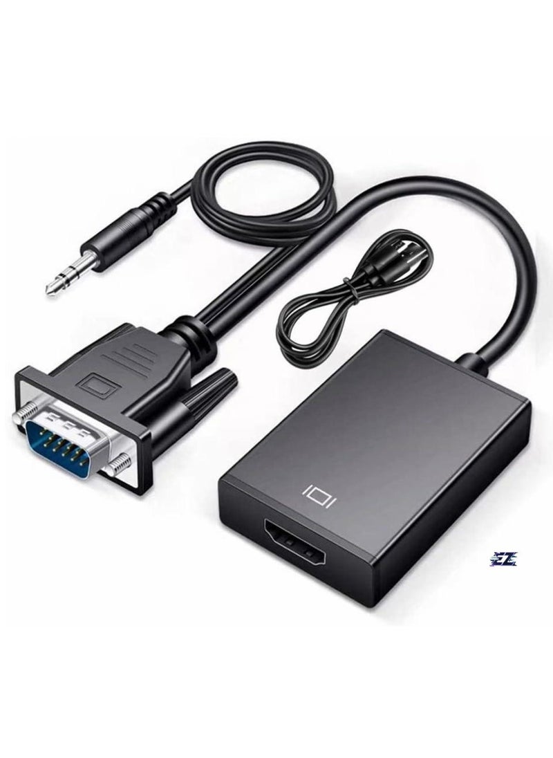 ELTRAZONE - VGA to HDMI Adapter – VGA Male to HDMI Female Converter with 3.5mm Audio Jack, Full HD 1080P for Connecting Monitor, PC, Laptop, Desktop, HDTV, Projector, DVD – Office & Meeting Use - Image 1