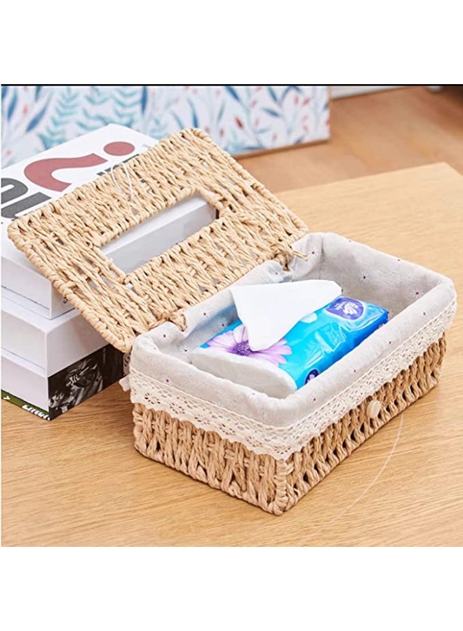 صندوق مناديل بتصميم كلاسيكي من الخيزران المنسوج – تصميم ريترو أنيق لتنظيم المنزل - Image 4