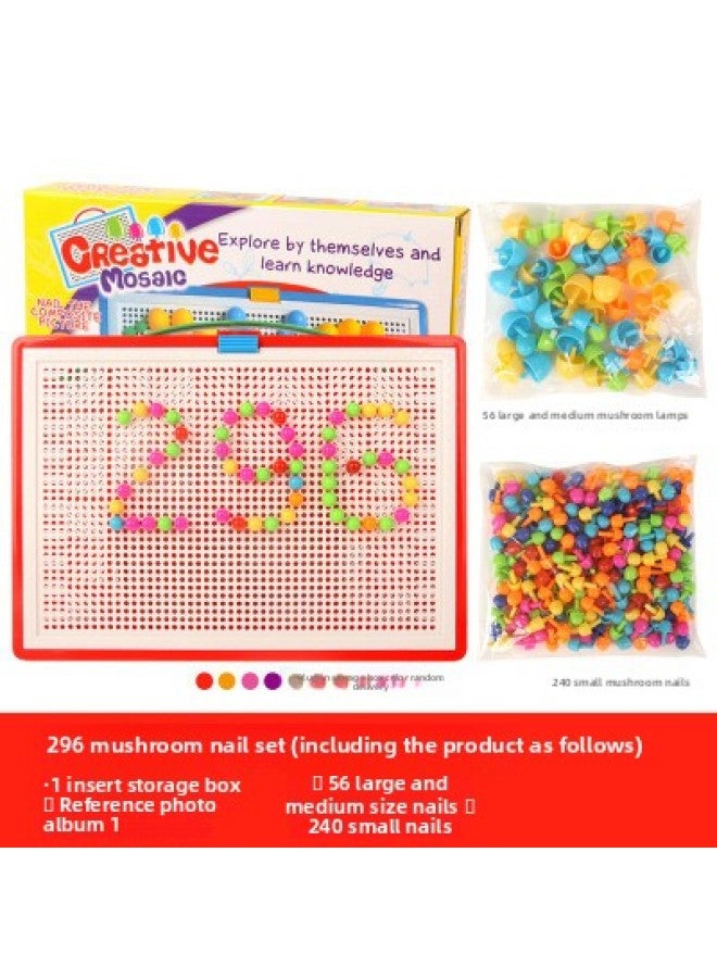 Special Offer Mushroom Nail Children's Puzzle Toy Early Education Intelligence Teaching Aids About 296 Pieces 2-3-5 Years Old-Color:296 Mushroom Nails Suit  - Image 1