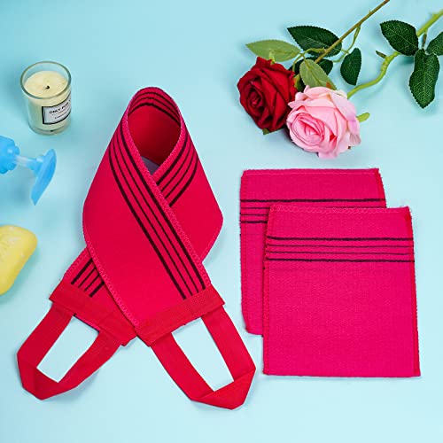 obmwang 6 Pieces Korean Exfoliating Mitts and Washcloth Set, Asian Exfoliating Bath Washcloth and Korean Long Towels Back Scrubber for Women Men Shower Washing - Image 5