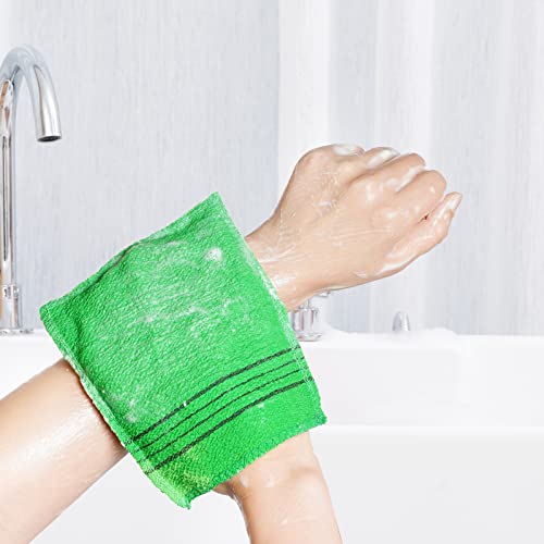 obmwang 6 Pieces Korean Exfoliating Mitts and Washcloth Set, Asian Exfoliating Bath Washcloth and Korean Long Towels Back Scrubber for Women Men Shower Washing - Image 4