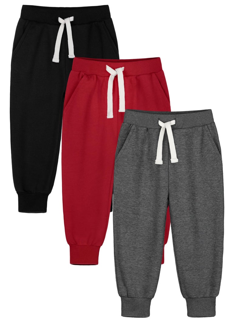HXP 3 Pack Toddler Sweatpants Cotton Toddler Boys Girls Unisex Sweatpants Pants with Pocket Drawstring - Image 1