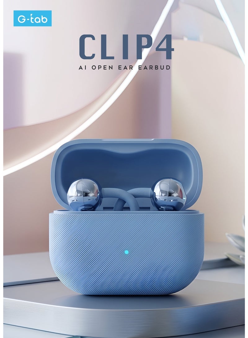 جي تاب G-Tab CLIP4 سماعات بلوتوث لاسلكية مفتوحة الأذن، سماعات كليب أون بتصميم C-Bridge، ترجمة بالذكاء الاصطناعي، مكالمات واضحة، بطارية 20 ساعة، مقاومة للماء IP57، متوافقة مع آيفون وأندرويد – أزرق - Image 2
