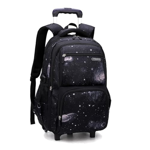 MITOWERMI Boys Rolling Backpacks Kids'Luggage Wheeled Backpack for School Kids Trolley Bags Space-Galaxy Roller Bookbag on 2 Wheels - Image 1