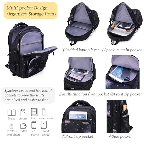 MITOWERMI Boys Rolling Backpacks Kids'Luggage Wheeled Backpack for School Kids Trolley Bags Space-Galaxy Roller Bookbag on 2 Wheels - Image 5