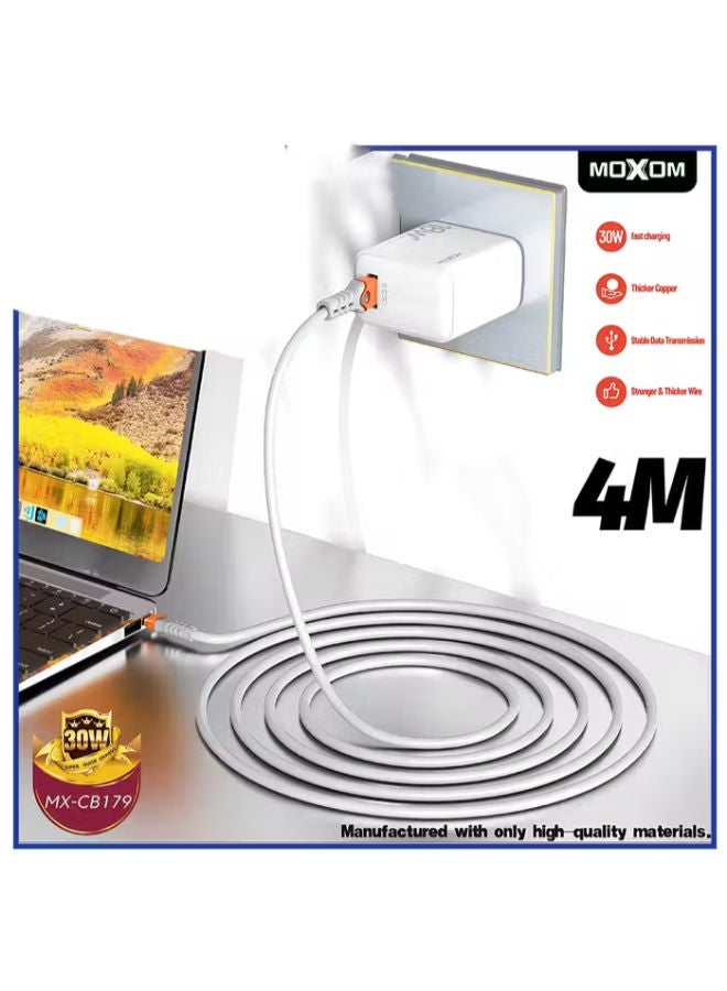 موكسوم كابل بيانات للشحن السريع 30 واط من النوع C - 4 أمتار - Image 3