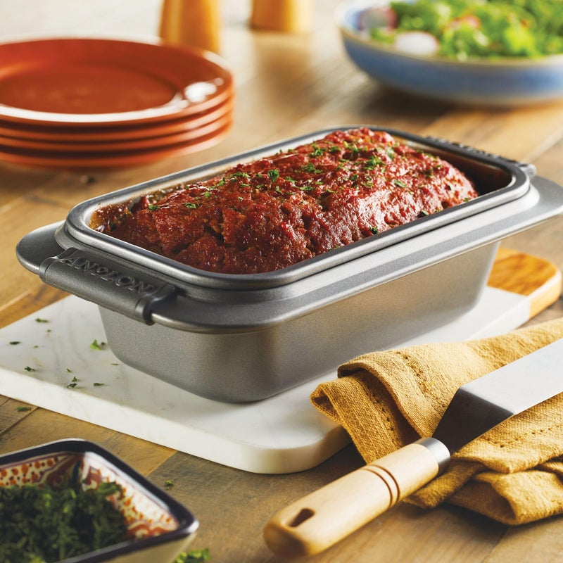 Anolon Advanced Nonstick Bakeware 2-Piece Loaf Pan Set, Gray with Silicone Grips - 54715 - Image 2