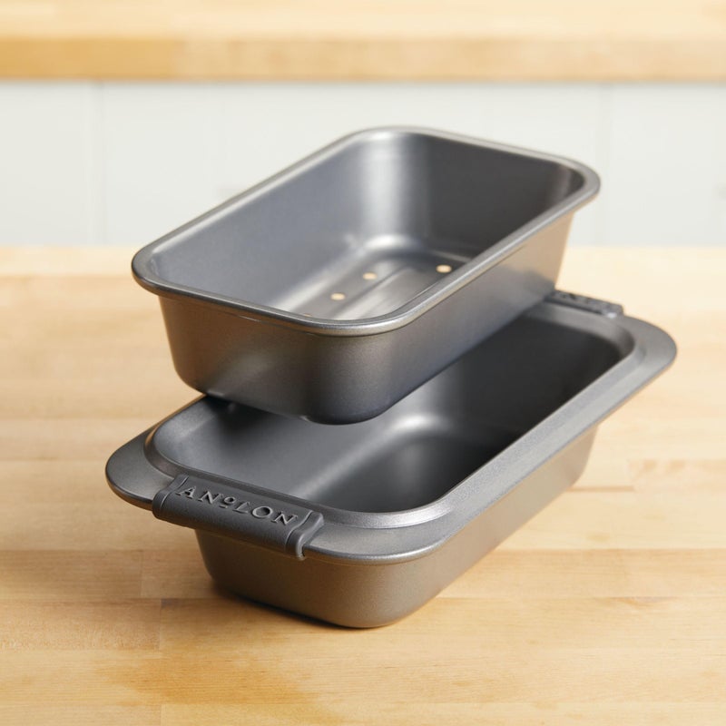 Anolon Advanced Nonstick Bakeware 2-Piece Loaf Pan Set, Gray with Silicone Grips - 54715 - Image 3