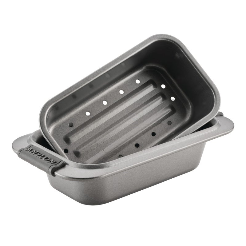Anolon Advanced Nonstick Bakeware 2-Piece Loaf Pan Set, Gray with Silicone Grips - 54715 - Image 1