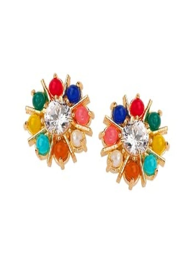 Bhumi Creation Beautiful Pearl Stone Earrings Golden With White Pearl | Pack of 2 - Image 1