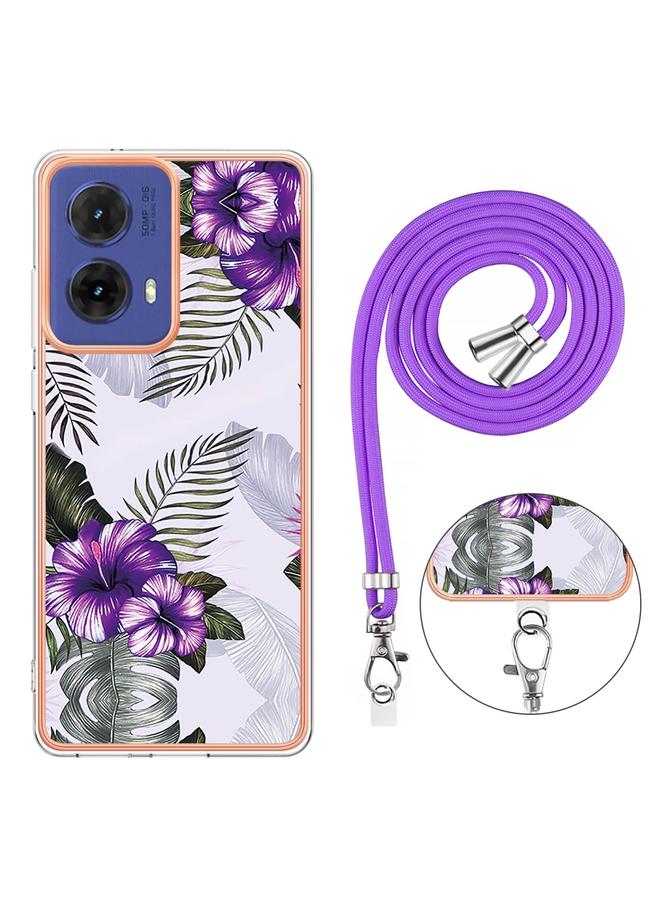 S-TOP Case For Motorola Moto G85 Electroplating Pattern IMD TPU Shockproof Case with Neck Lanyard - Image 4