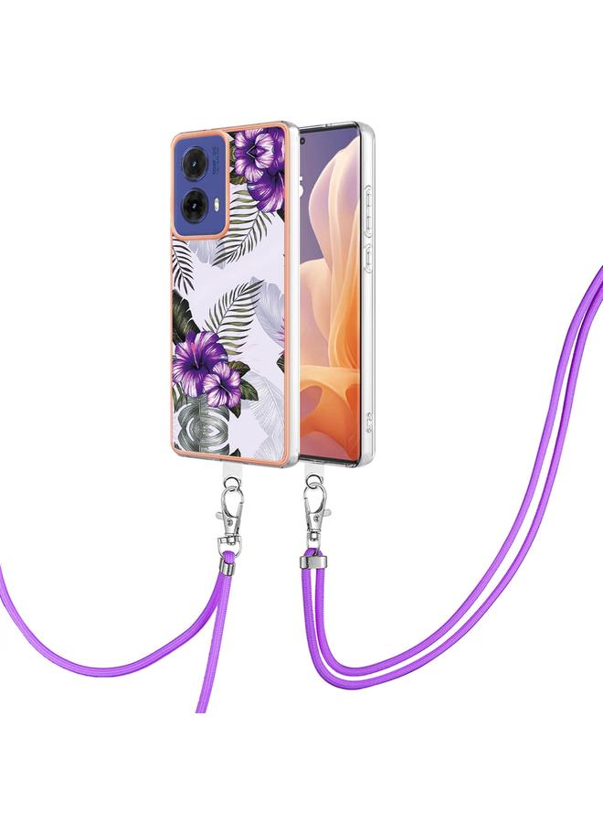 S-TOP Case For Motorola Moto G85 Electroplating Pattern IMD TPU Shockproof Case with Neck Lanyard - Image 1