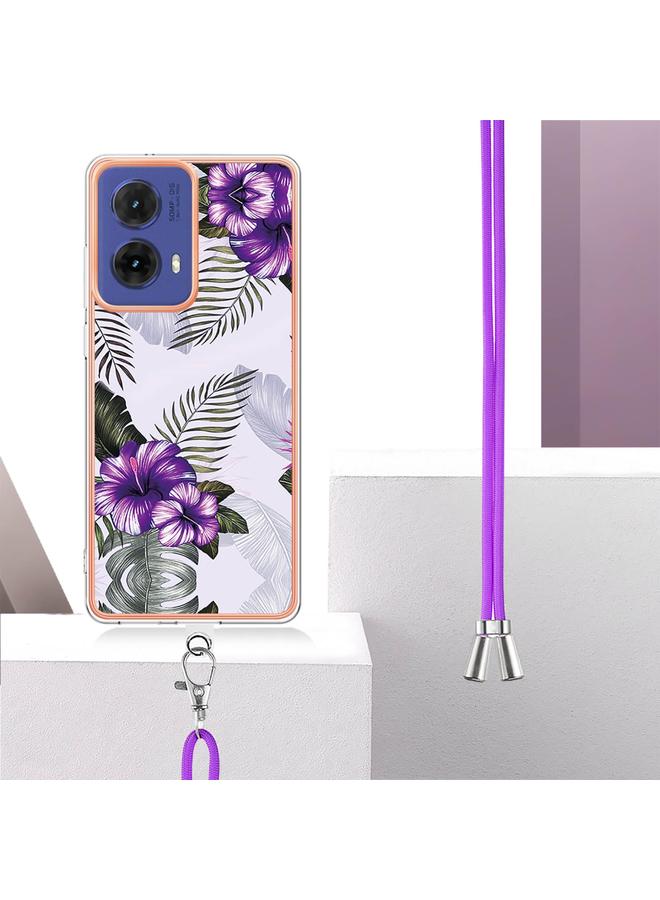 S-TOP Case For Motorola Moto G85 Electroplating Pattern IMD TPU Shockproof Case with Neck Lanyard - Image 3
