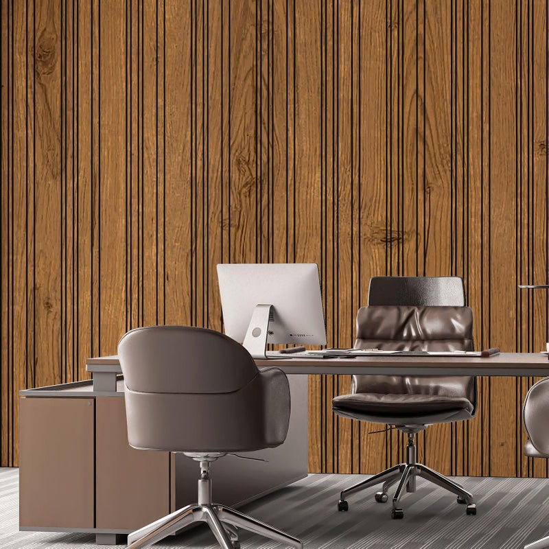 Art3d 4-Pack Glue-On Wall Panels, Wood Grain Texture Interior Wall Decor, 104"x12" Recycled Polystyrene Wainscoting Panels, Low Emission for Living Room Bedroom,Natural Teak - Image 3