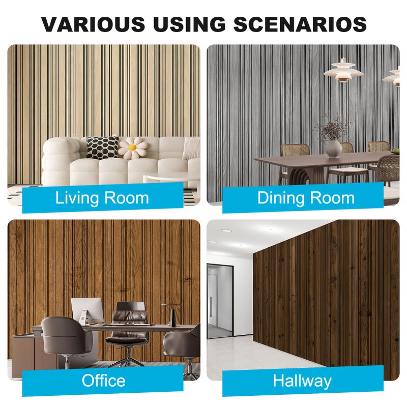 Art3d 4-Pack Glue-On Wall Panels, Wood Grain Texture Interior Wall Decor, 104"x12" Recycled Polystyrene Wainscoting Panels, Low Emission for Living Room Bedroom,Natural Teak - Image 4