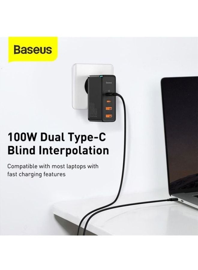 بيسوس محطة شحن USB C بقدرة 100 وات للحائط بتقنية PD3.0 وتقنية الشحن السريع QC4.0 وتقنية إمداد الطاقة القابلة للبرمجة (PPS) مع تقنية نتريد الغاليوم من 4 منافذ لجهاز ماك بوك برو/آير واللابتوب والآي باد وهاتف آيفون 13 و12 برو ماكس وسامسونج وسماعات آيربودز وساعة أبل أسود - Image 3