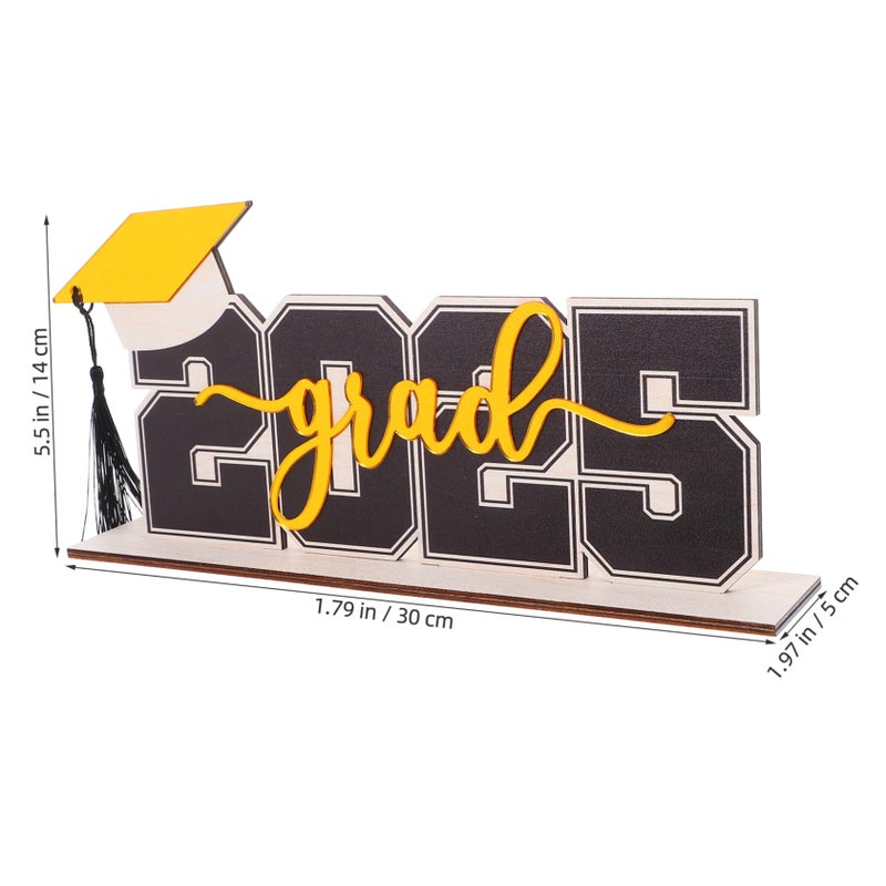 Graduation Wooden Table Decoration Set with Letters and Tassel Black Photo Prop for Party Display - Image 3