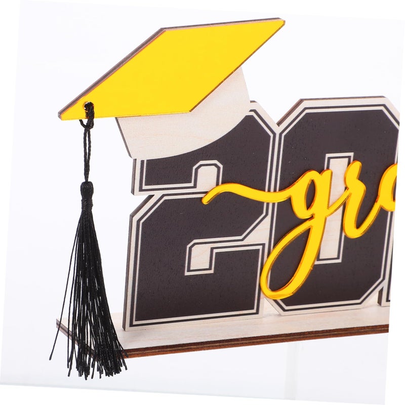 Graduation Wooden Table Decoration Set with Letters and Tassel Black Photo Prop for Party Display - Image 4