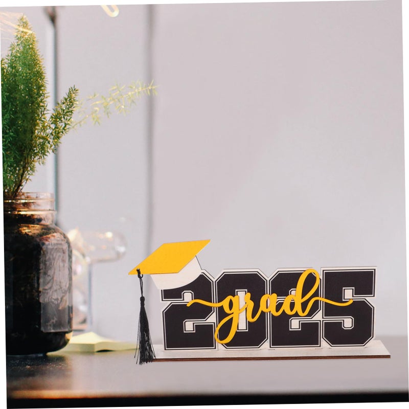 Graduation Wooden Table Decoration Set with Letters and Tassel Black Photo Prop for Party Display - Image 5