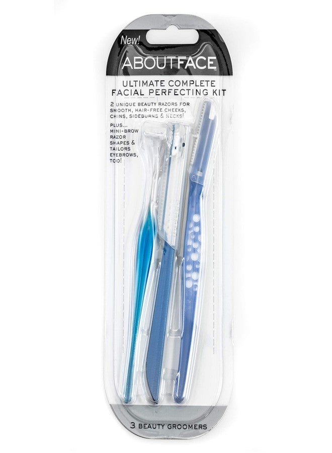 أبوت فيس مجموعة العناية الكاملة بالبشرة من أباوت فيس - 3 أدوات تجميل لإزالة الشعر، مثالية للحلاقة والتقشير والتنظيف العميق وتشكيل الحواجب، مصنوعة من الفولاذ الياباني لإزالة شعر الوجه بلطف - Image 1