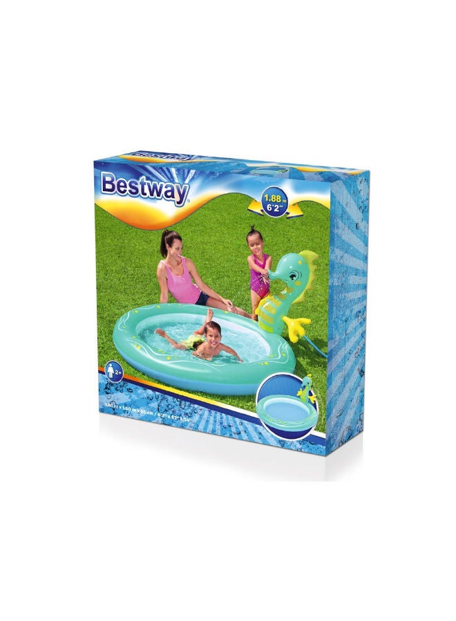 بست واي حمام سباحة لعب للأطفال من بيست واي 53114 – تصميم حصان البحر، 188 × 160 × 86 سم - Image 3