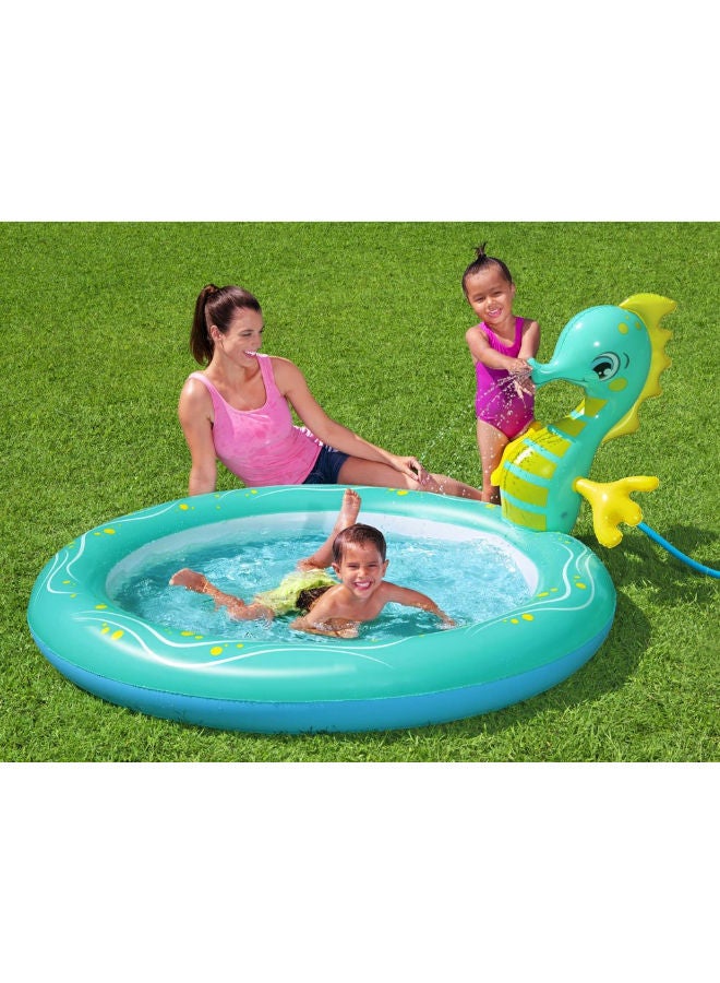 بست واي حمام سباحة لعب للأطفال من بيست واي 53114 – تصميم حصان البحر، 188 × 160 × 86 سم - Image 2