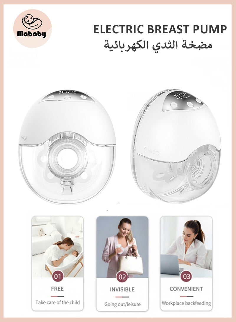 ما بيبي مضخة ثدي ماباي بدون استخدام اليدين، مضخة كهربائية قابلة للارتداء، 12 وضعًا و4 جلسات مضخة محمولة، 1200 مللي أمبير قابلة لإعادة الشحن، فائقة الهدوء (<48 ديسيبل) مع شاشة LED، تصميم مانع للتسرب - Image 1