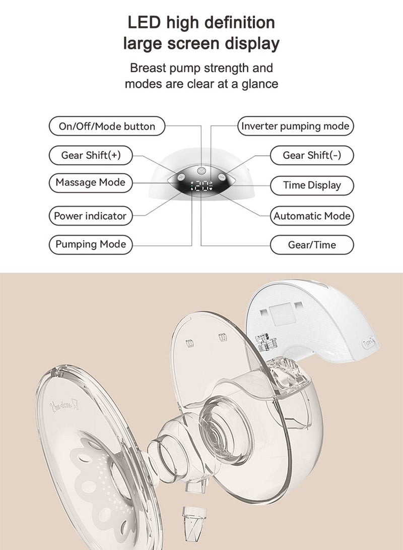 ما بيبي مضخة ثدي ماباي بدون استخدام اليدين، مضخة كهربائية قابلة للارتداء، 12 وضعًا و4 جلسات مضخة محمولة، 1200 مللي أمبير قابلة لإعادة الشحن، فائقة الهدوء (<48 ديسيبل) مع شاشة LED، تصميم مانع للتسرب - Image 2