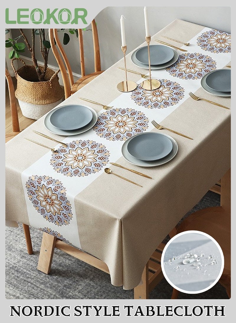LEOKOR Waterproof PVC Tablecloth Rectangle Geometry Pattern Wipeable Oil Proof Spill Proof Table Cloth 140x200CM - Image 1