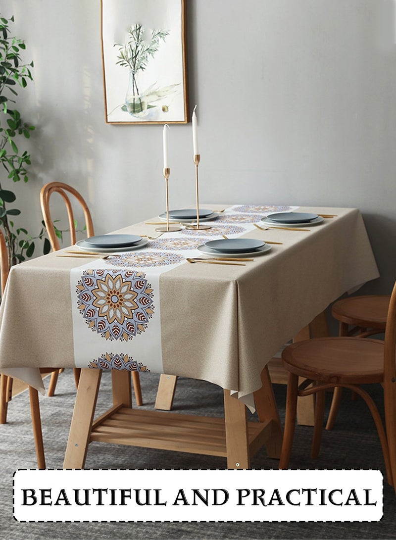 LEOKOR Waterproof PVC Tablecloth Rectangle Geometry Pattern Wipeable Oil Proof Spill Proof Table Cloth 140x200CM - Image 2