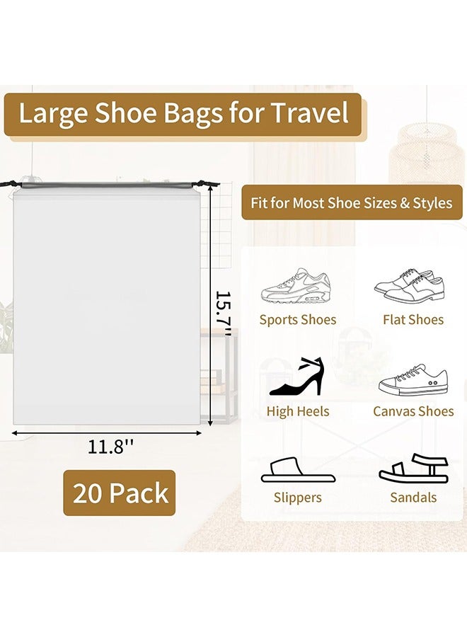 مجموعة من 20 حقيبة تخزين شفافة، حقيبة تنظيم أحذية بحبل للرجال والنساء والأطفال، حقائب أحذية شفافة كبيرة للسفر، منظمات أحذية، حقيبة تخزين منزلية، ملابس، مستلزمات الحمام - Image 2