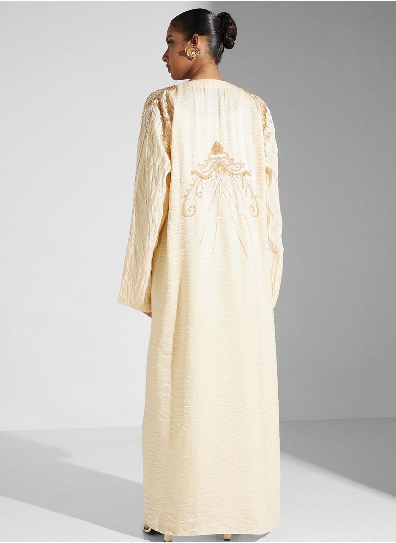 hayas closet - Embellished Front Open Abaya - Image 1