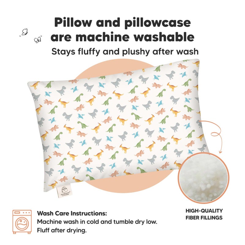 KeaBabies Toddler Pillow with Pillowcase - 13x18 My Little Dreamy Kids Travel Bed Pillows for Sleeping, Organic Cotton Small Pillowcase, Soft & Breathable, Machine Washable, Toddlers 2-5 Years Old (Roarsome)  - Image 4