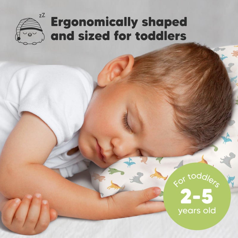 KeaBabies Toddler Pillow with Pillowcase - 13x18 My Little Dreamy Kids Travel Bed Pillows for Sleeping, Organic Cotton Small Pillowcase, Soft & Breathable, Machine Washable, Toddlers 2-5 Years Old (Roarsome)  - Image 2