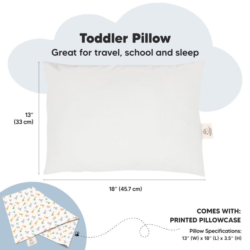 KeaBabies Toddler Pillow with Pillowcase - 13x18 My Little Dreamy Kids Travel Bed Pillows for Sleeping, Organic Cotton Small Pillowcase, Soft & Breathable, Machine Washable, Toddlers 2-5 Years Old (Roarsome)  - Image 3