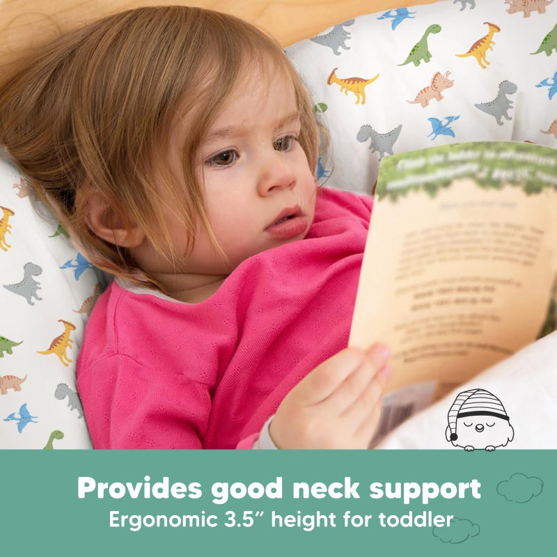 KeaBabies Toddler Pillow with Pillowcase - 13x18 My Little Dreamy Kids Travel Bed Pillows for Sleeping, Organic Cotton Small Pillowcase, Soft & Breathable, Machine Washable, Toddlers 2-5 Years Old (Roarsome)  - Image 5