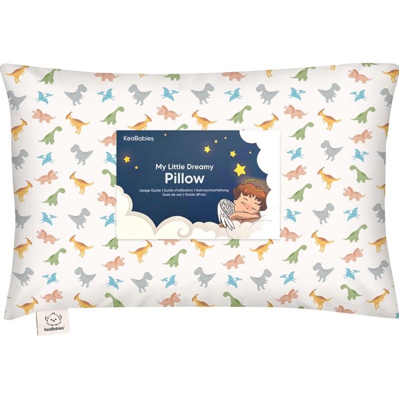 KeaBabies Toddler Pillow with Pillowcase - 13x18 My Little Dreamy Kids Travel Bed Pillows for Sleeping, Organic Cotton Small Pillowcase, Soft & Breathable, Machine Washable, Toddlers 2-5 Years Old (Roarsome)  - Image 1