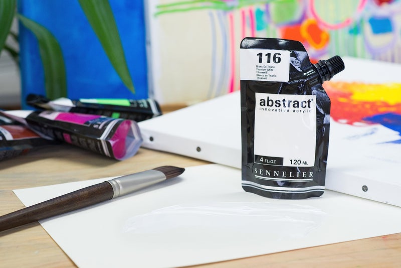 Sennelier Abstract Artist Acrylic 120 ml Pouch (Titanium White) |Ideal for urban art, large murals, or abstract expressionism. - Image 3