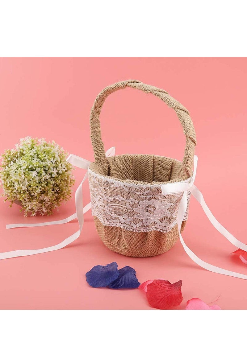 Romantic Lace Wedding Ring Pillow and Flower Basket Set Flower Girl Baskets Witness Love with Soft Jute Material Ring Cushion for Engagement Ceremony Wedding Supply Decoration - pzsku/Z3840814894E38EFFCE32Z/45/_/1695812027/6c84d508-2b62-4d4d-876d-e5c95f3caccd