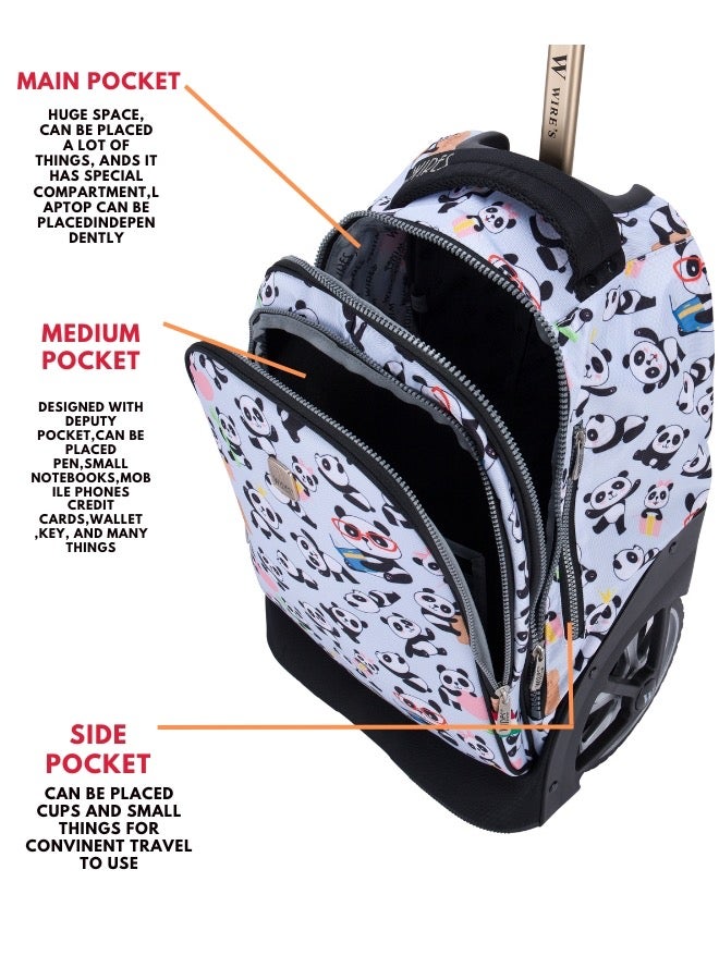 Wires 3 Piece Kids School Trolley Bag laptop compartment Big Wheels With Lunch bag & Pencil Case - Image 4