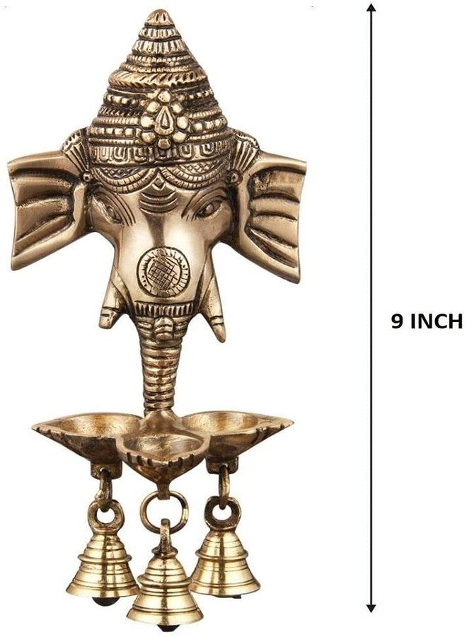 NOBILITY Ganesha Brass Diya Hanging with Bell Premium Ganesh Idol for Home Temple Mandir Mandap Diwali Office Decorative Pooja Set Puja Thali Wedding Return Gift Items - Image 4