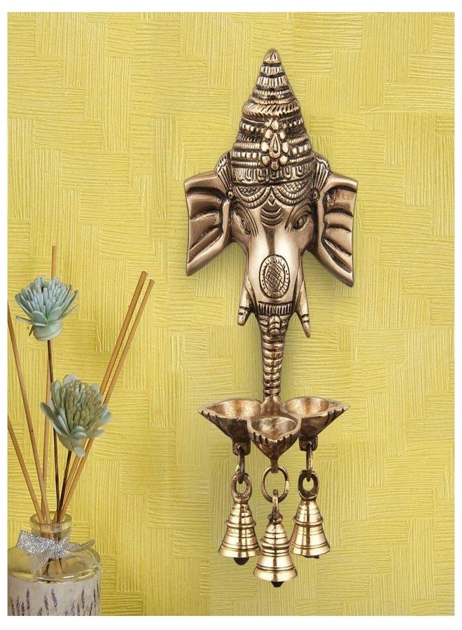 NOBILITY Ganesha Brass Diya Hanging with Bell Premium Ganesh Idol for Home Temple Mandir Mandap Diwali Office Decorative Pooja Set Puja Thali Wedding Return Gift Items - Image 1
