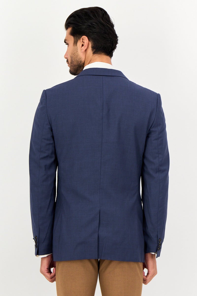 SELECTED Men Regular Fit Solid Formal Blazer, Slate Blue - Image 4